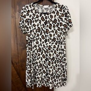 Leopard Print Short Sleeve Dress